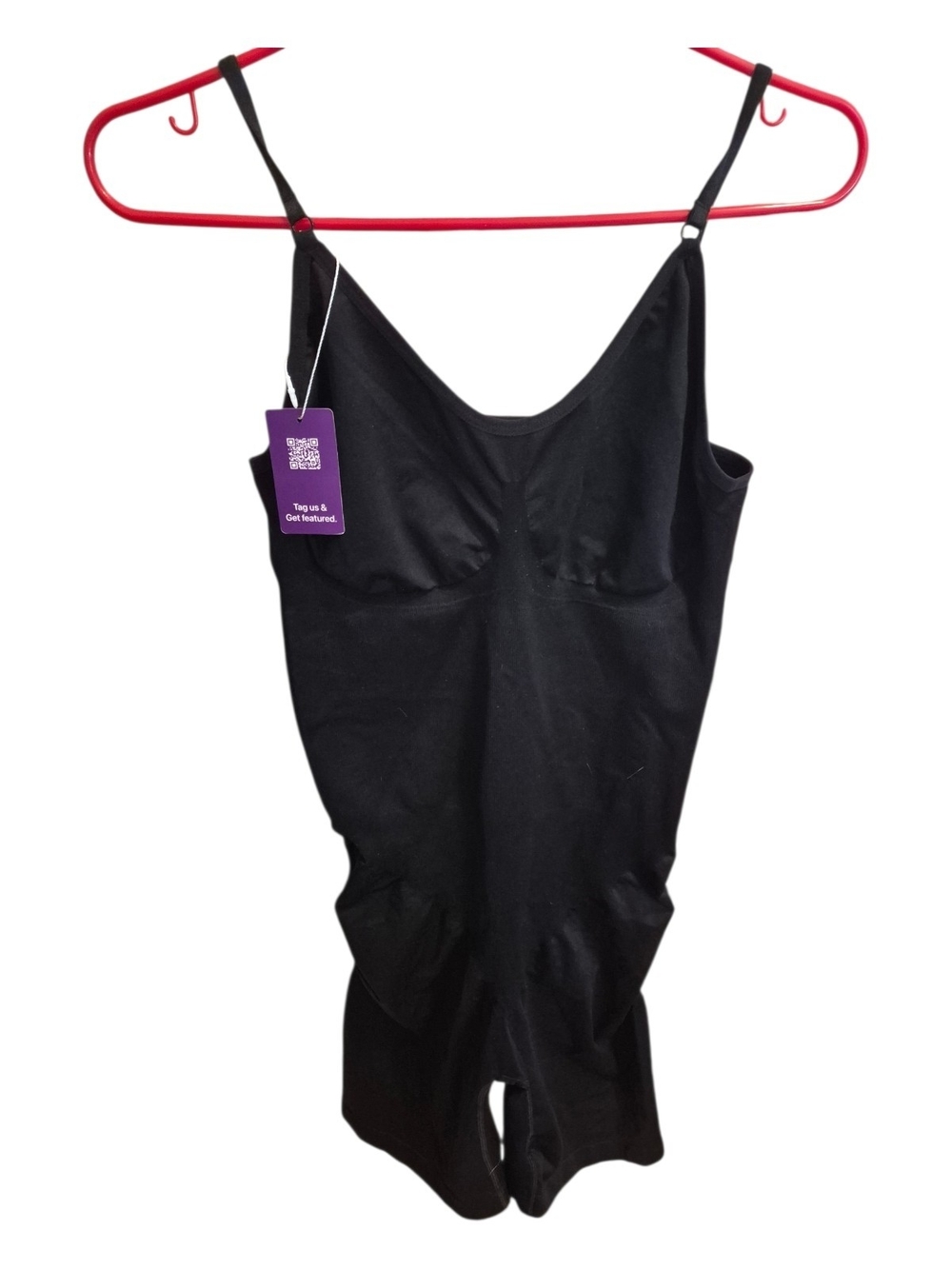 Black Seamless Shaping Bodysuit with Adjustable Straps